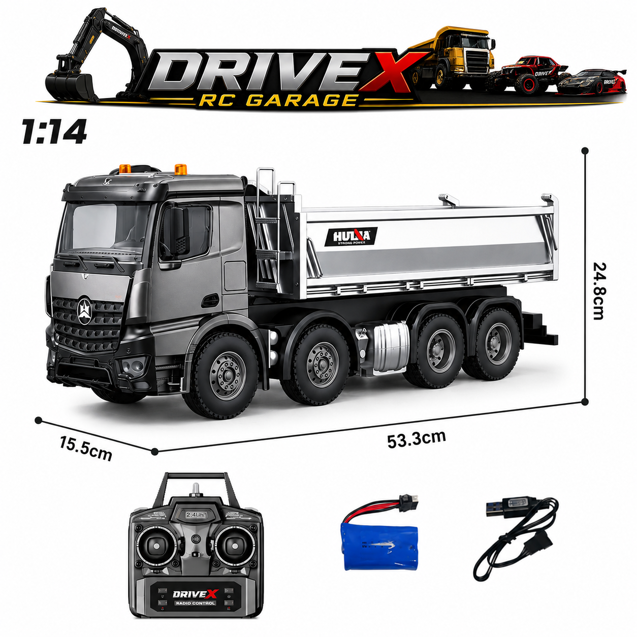 Huina 1536 PRO 1:14 RC Dump Truck | 13CH Construction Vehicle